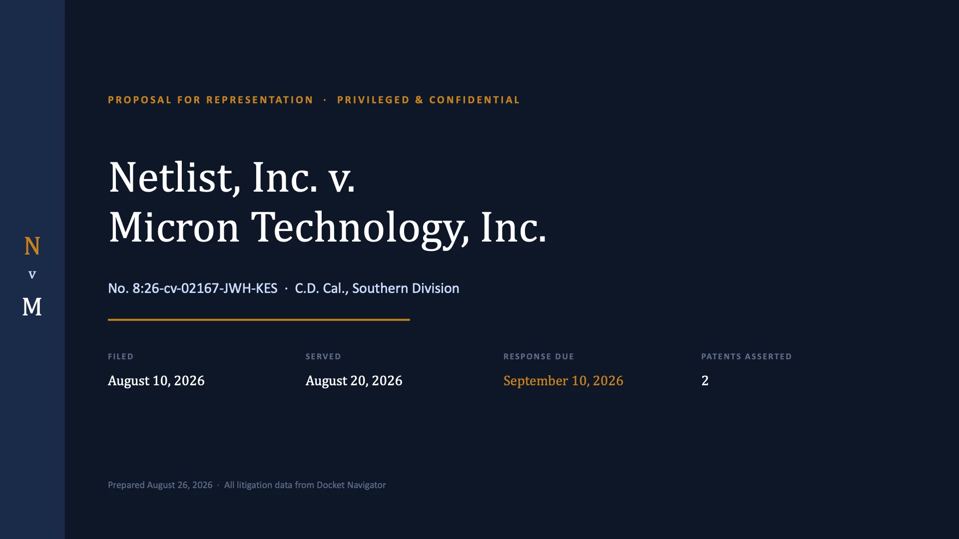 Netlist v. Micron pitch presentation, slide 1 of 12